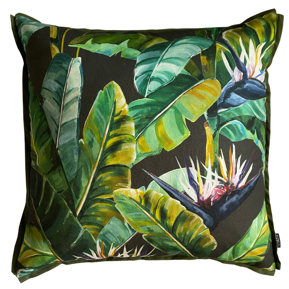 Birds of Paradise Charcoal with Green Back