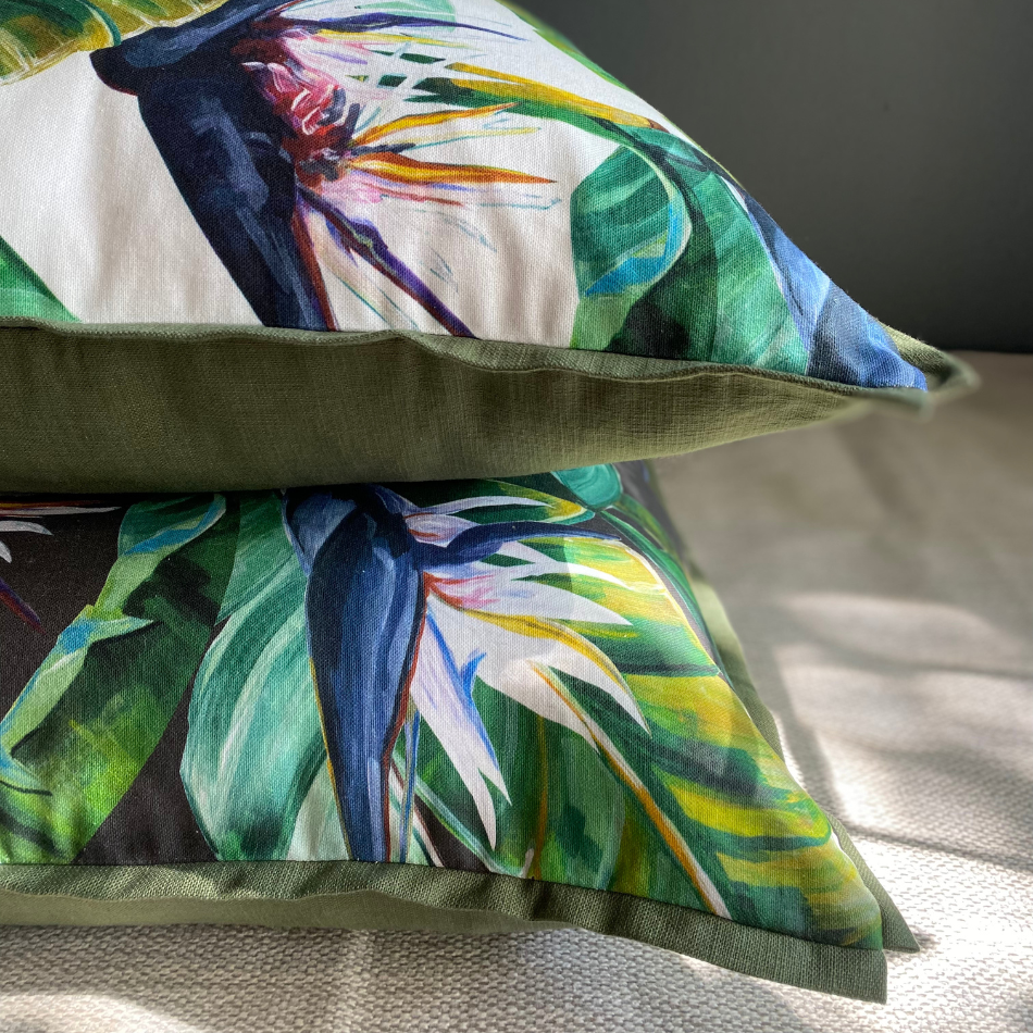 Birds of Paradise Charcoal with Green Back