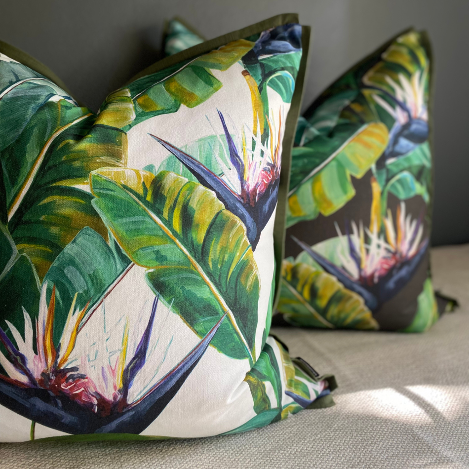 Birds of Paradise White with Green Back