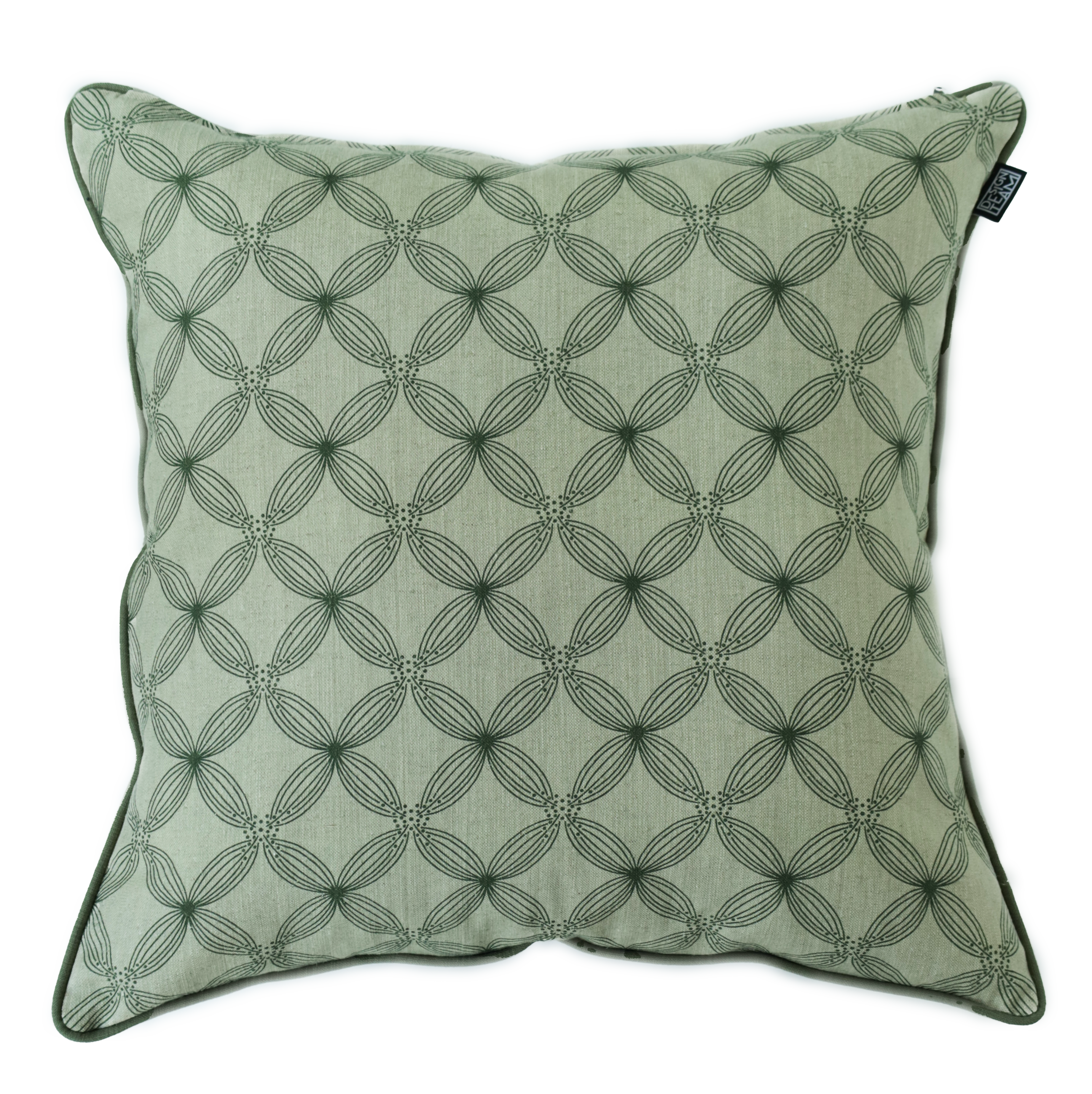 Filum Large Sage Cotton Linen with Green Piping